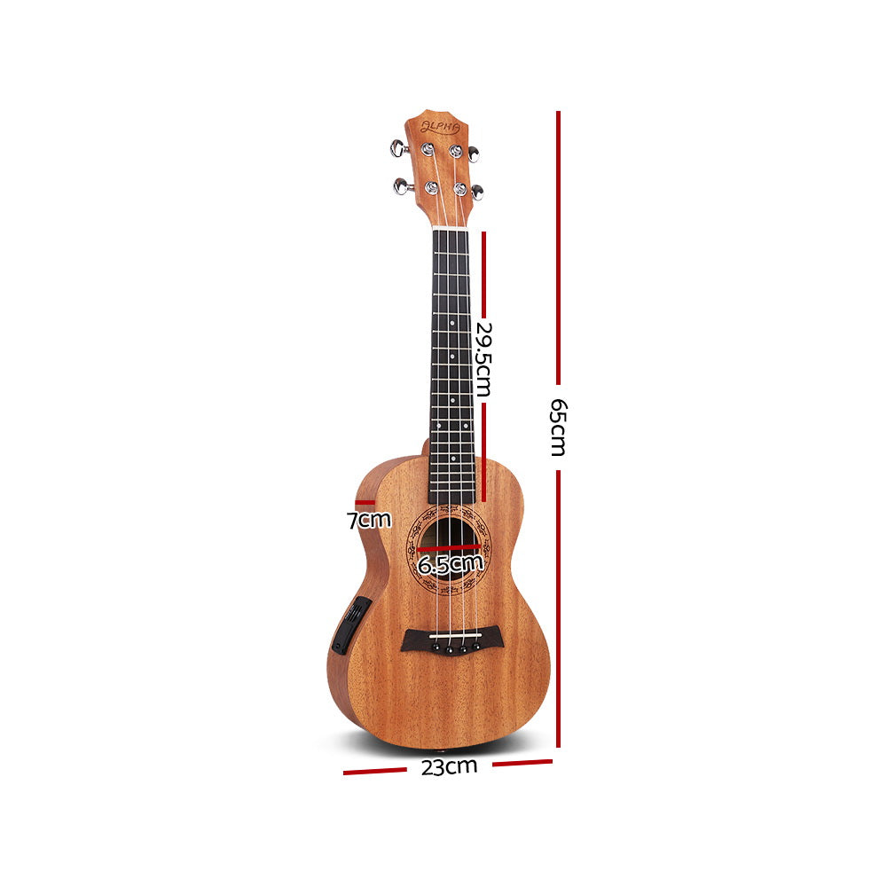 Alpha 26" Ukulele Equaliser Natural Mahogany Tenor Beginner Gift w/ Bag