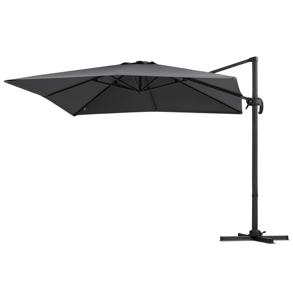 Instahut Outdoor Umbrella 3m Umbrellas Cantilever Stand Sun Roma 360 Degree Charcoal