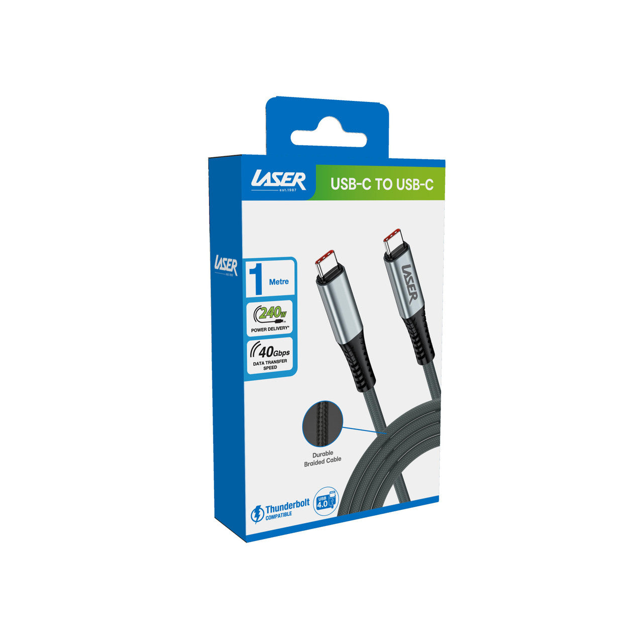 Laser 240W USB-C to USB-C Braided Cable 1M