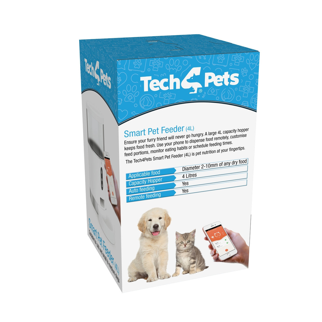 Tech4Pets 4L Smart Pet Feeder with App Control for Dogs & Cats