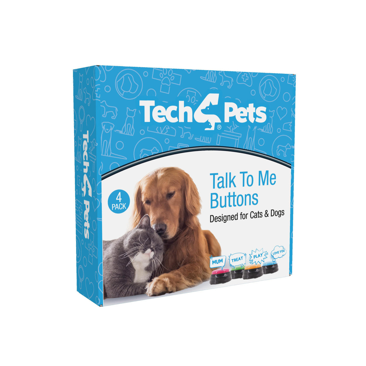 Tech4Pets 4-Pack Talking Buttons for Interactive Pet Communication