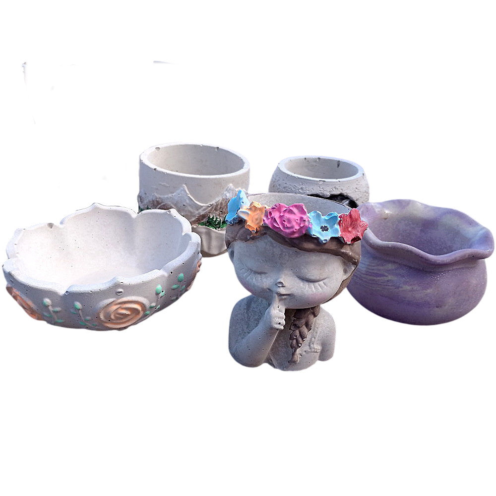 Mixed, hand-made succulent planters x 5