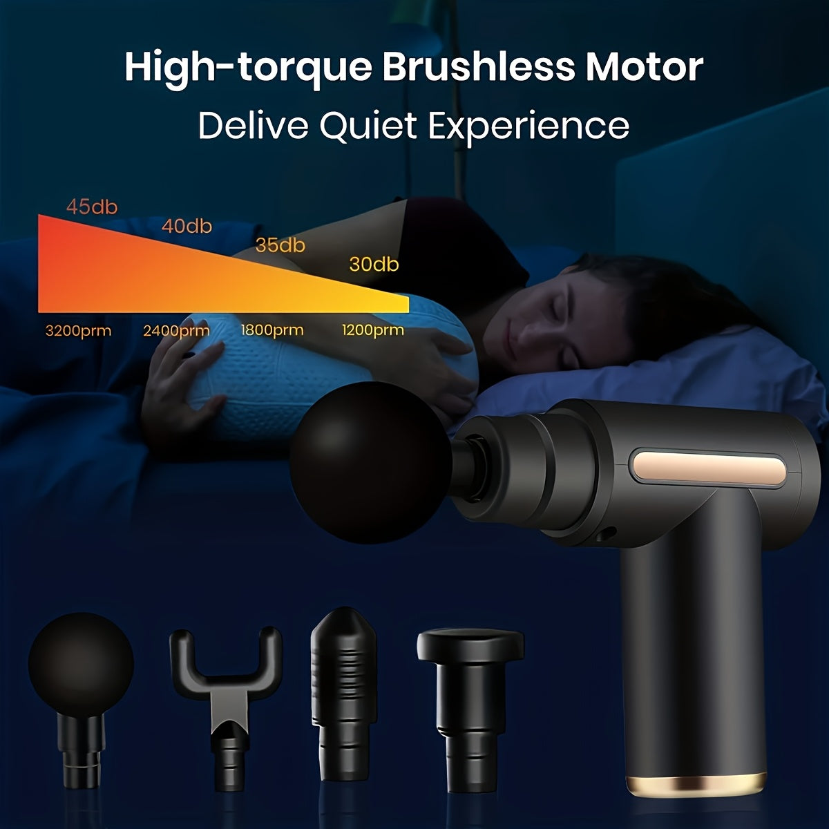 Blue Portable Deep Tissue Massager | 6-Speed & 4 Heads & 15-Min Timer｜Professional Muscle Recovery, Anytime Anywhere