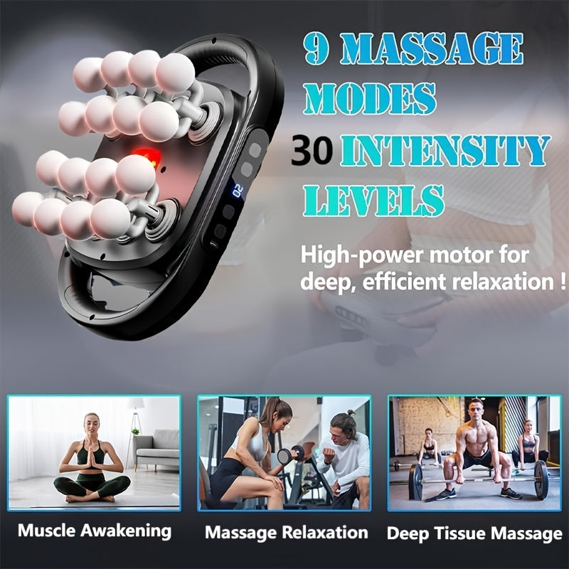 9 Massage Modes 30 Intensity Levels High Power Deep Tissue Massager Muscle Awakening Relaxation and Recovery Portable Muscle Gun for Fitness
