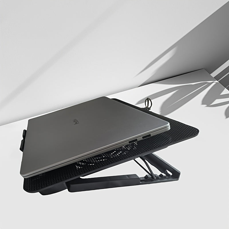 **Fully Compatible Laptop Stand｜Dual-Fan Cooling + Ergonomic Angle Adjustment, All-in-One Portable Design for Work, Gaming, and Entertainment**