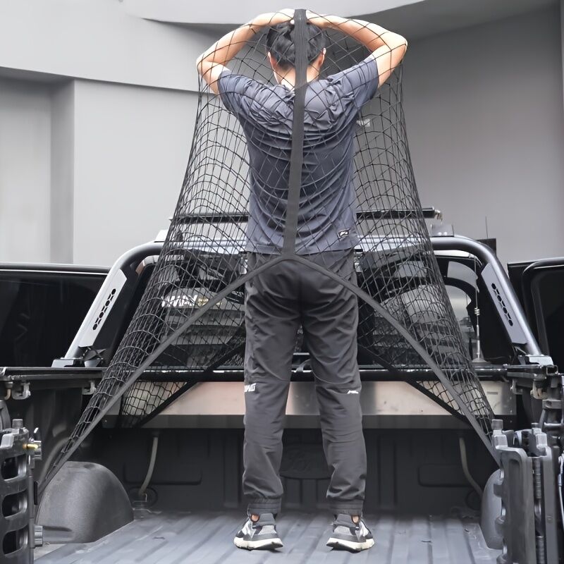 High-elasticity truck bed net, cargo net for pickup truck bed, stretchable mesh organizer for pickup truck trunk bed, suitable for daily light loads in trucks