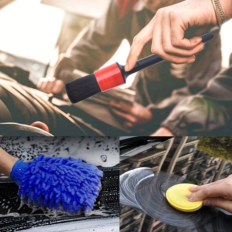 26-piece full function car detailing kit with drill brush and wheel cleaner - Heavy-duty manual and drill-powered cleaning set, color-coded brushes for paint restoration, glass, metal, plastic surfaces - Car washing, polishing, protection - Suitable for h