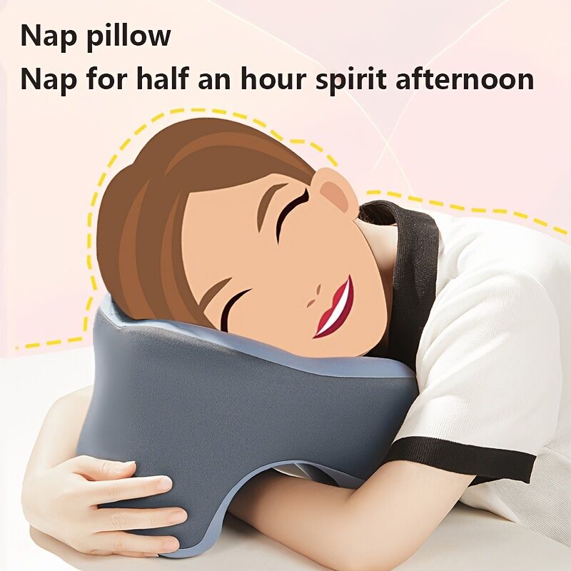 Ergonomic U-shaped core pillow for napping – Lightweight, dry clean only, synthetic fiber cover – Ideal for office, travel, camping, and home use – Supports stomach, back, or side sleepers. Office nap pillow | Ergonomic design | Pillow, sleeping pillow