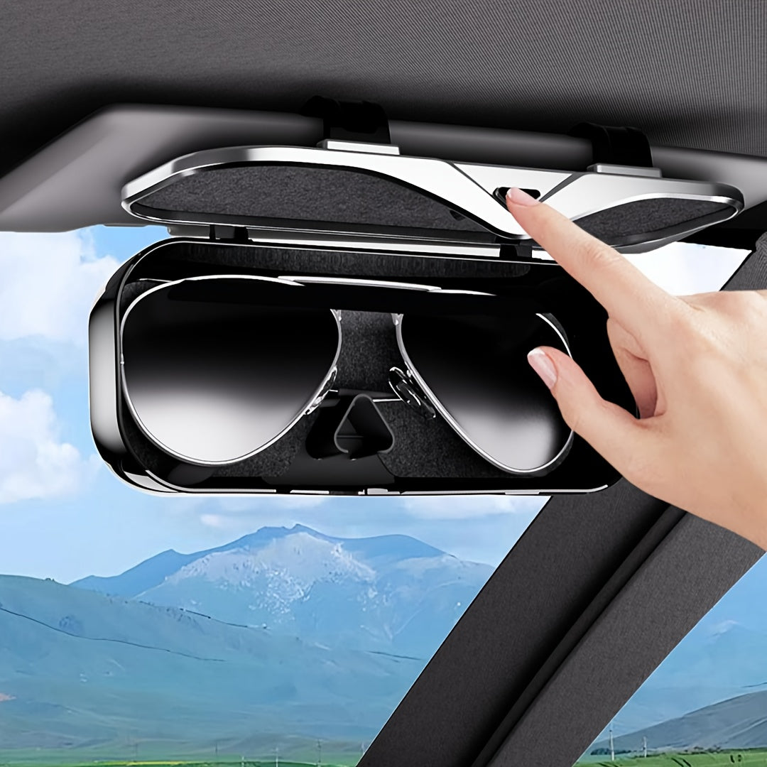 Car Travel Three-Piece Set: Push-Open Eyeglass Case, Universal Storage Case, and Secure Organizer—Complete On-the-Go Storage, Peace of Mind Every Journey（Black)）
