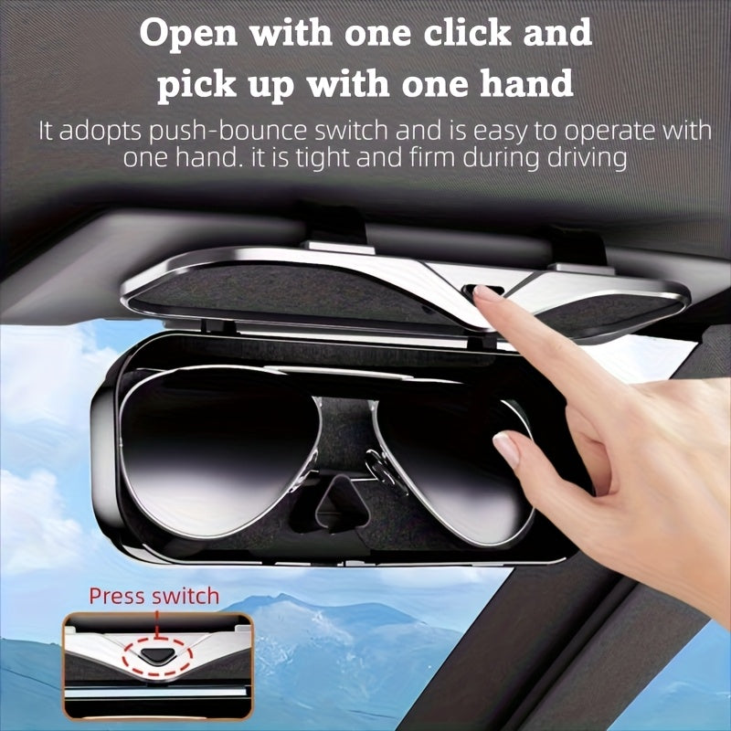 Car Travel Three-Piece Set: Push-Open Eyeglass Case, Universal Storage Case, and Secure Organizer—Complete On-the-Go Storage, Peace of Mind Every Journey（Black)）