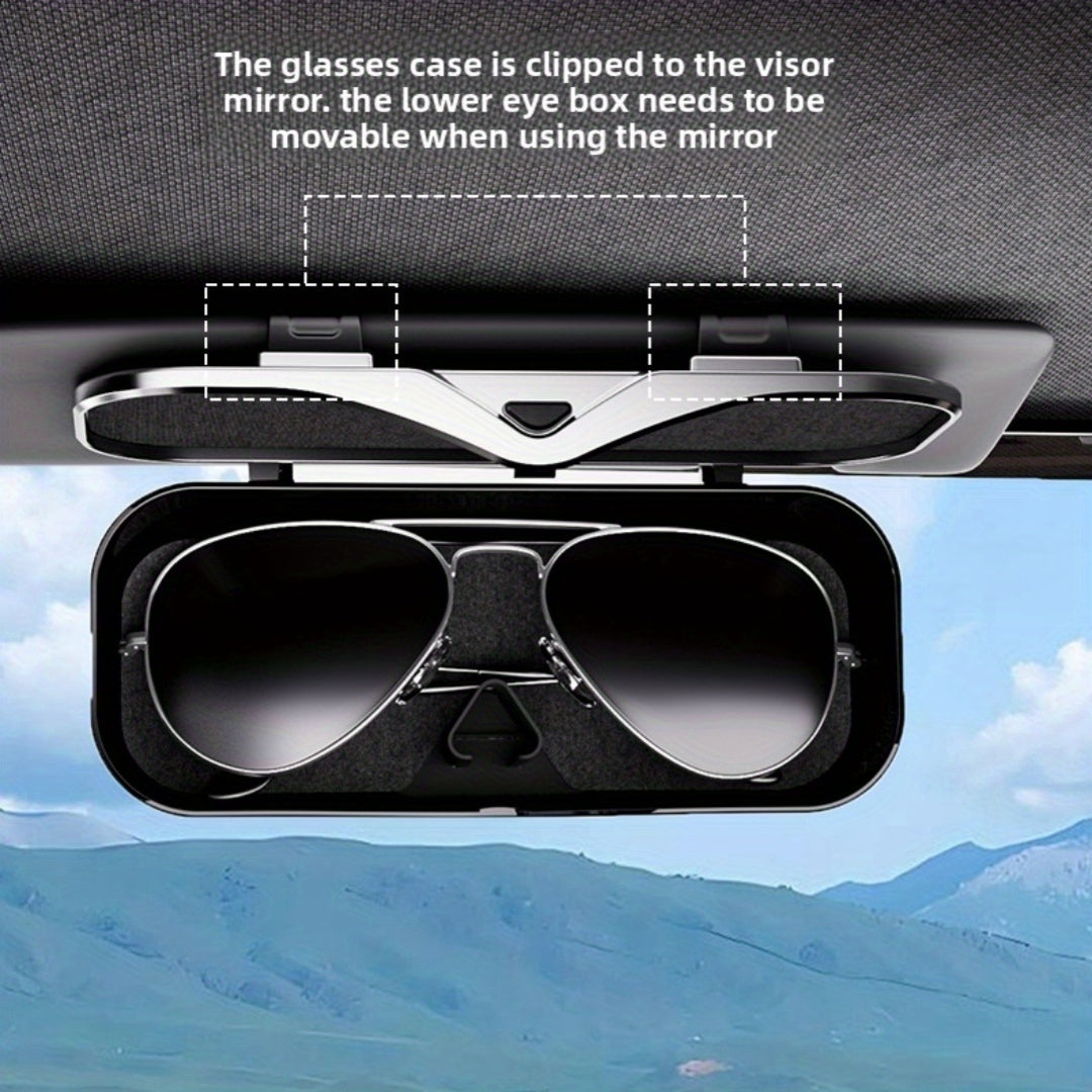 Car Travel Three-Piece Set: Push-Open Eyeglass Case, Universal Storage Case, and Secure Organizer—Complete On-the-Go Storage, Peace of Mind Every Journey（Black)）