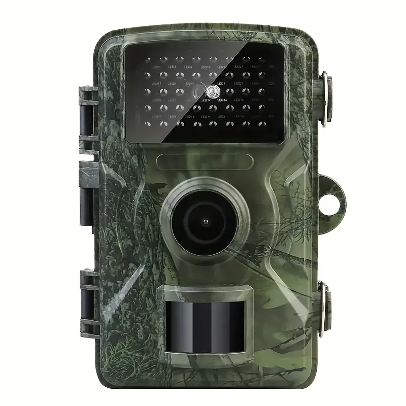 Hiking and hunting camera with night vision function, high-definition, 0.8s trigger, 120 ° wide-angle lens, used for outdoor camping, wildlife monitoring, home security monitoring, orchard monitoring (battery not included)