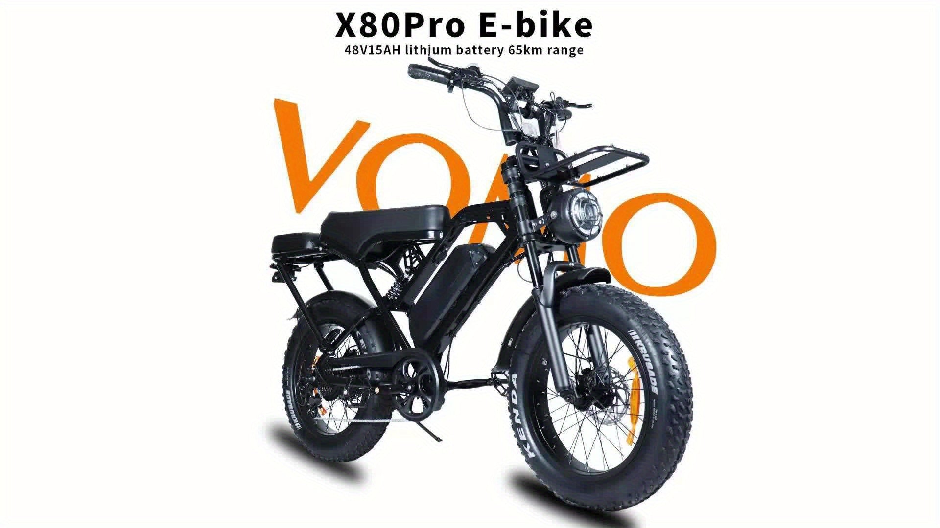 V20 upgraded X80Pro electric bicycle, 750W motor, 20-inch off-road tires, 55-65 km range, 48V 12Ah removable lithium battery, front and rear hydraulic disc brakes + 7-speed gear, intelligent anti-theft + digital display screen, beach/snow dual-use