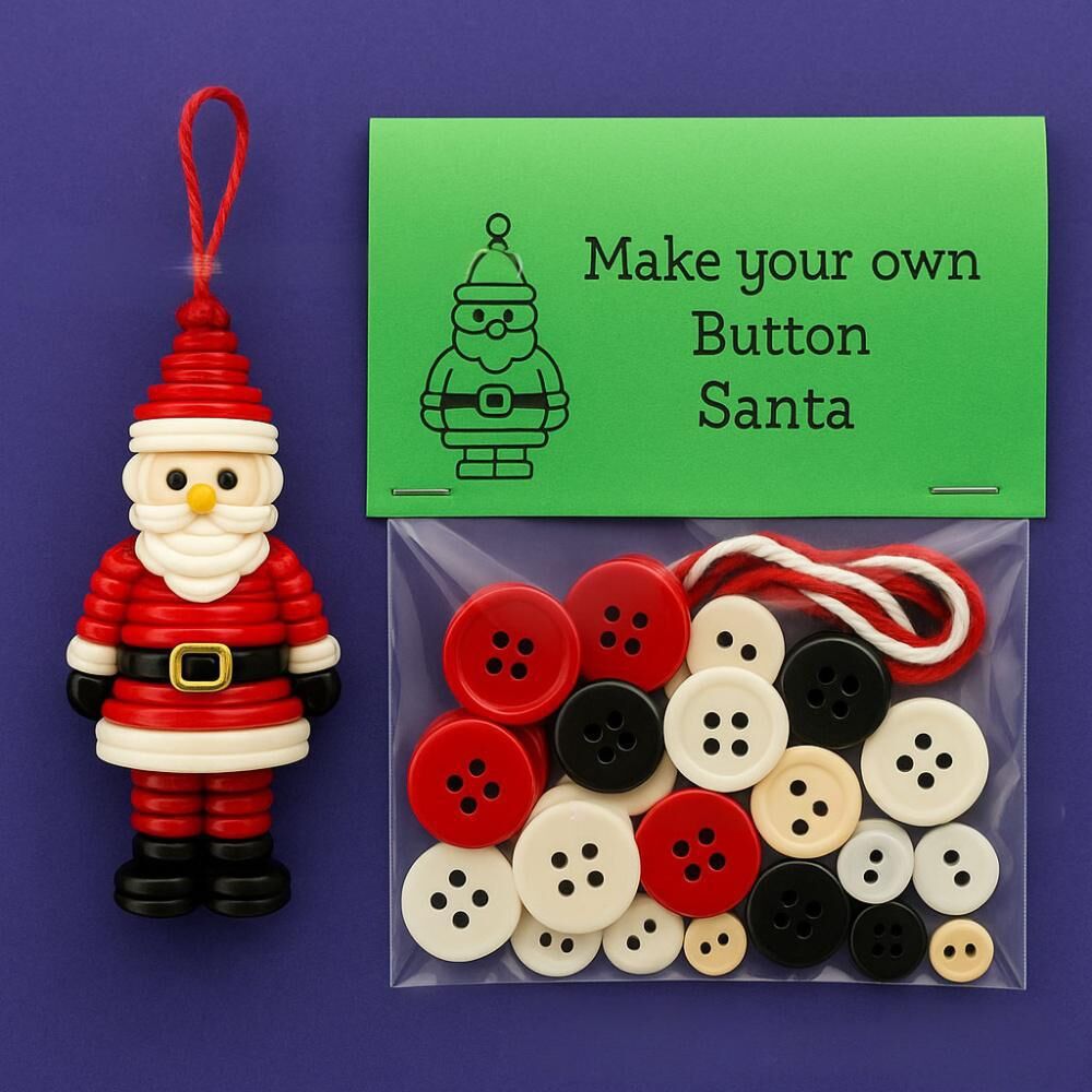Christmas gift Christmas Button Ornament - Festive Santa Design Craft Kit （angel）