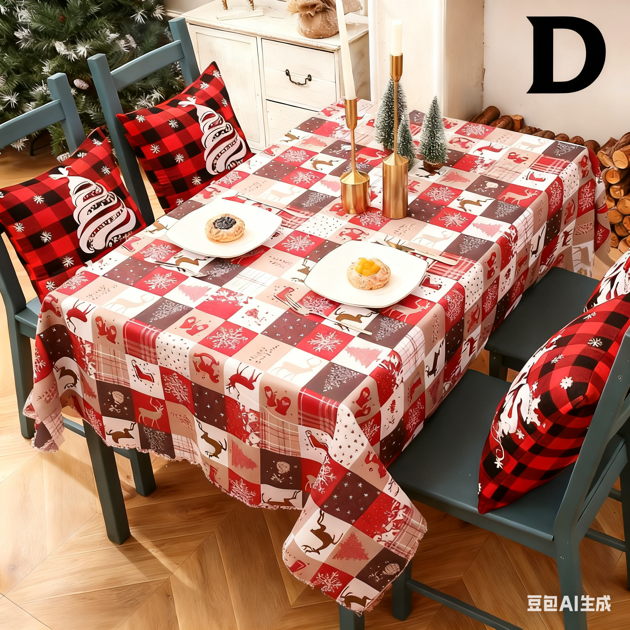 Christmas gift Christmas Tablecloth - Festive 180x150cm Table Cover for Holiday Dining & Home Decor（C）