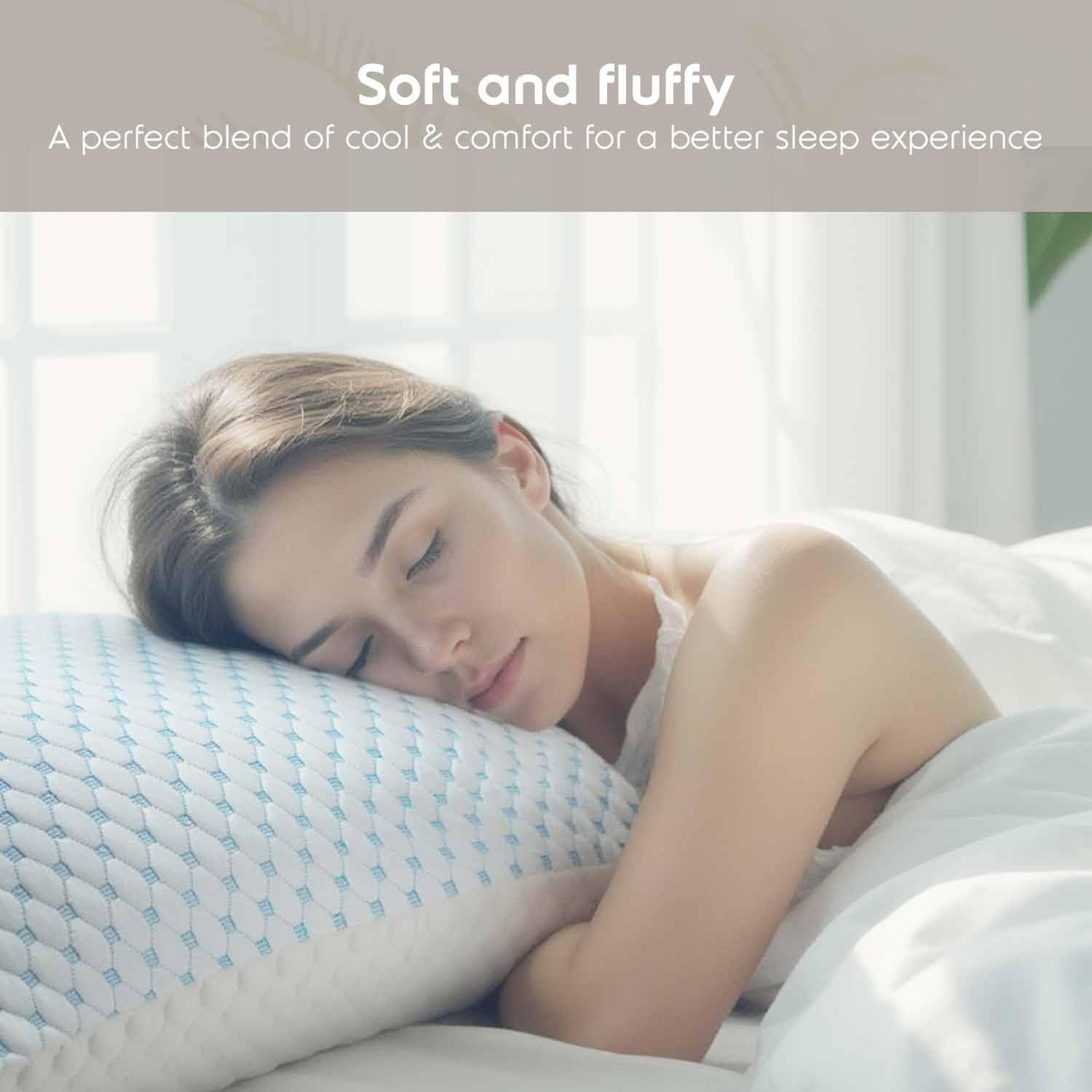 King Size Cooling Pillow with Shredded Memory Foam & Gel Infusion – Adjustable Loft, Breathable Dual-Sided Cover, 20" x 36" (Blue) | Other Sizes Available in Store