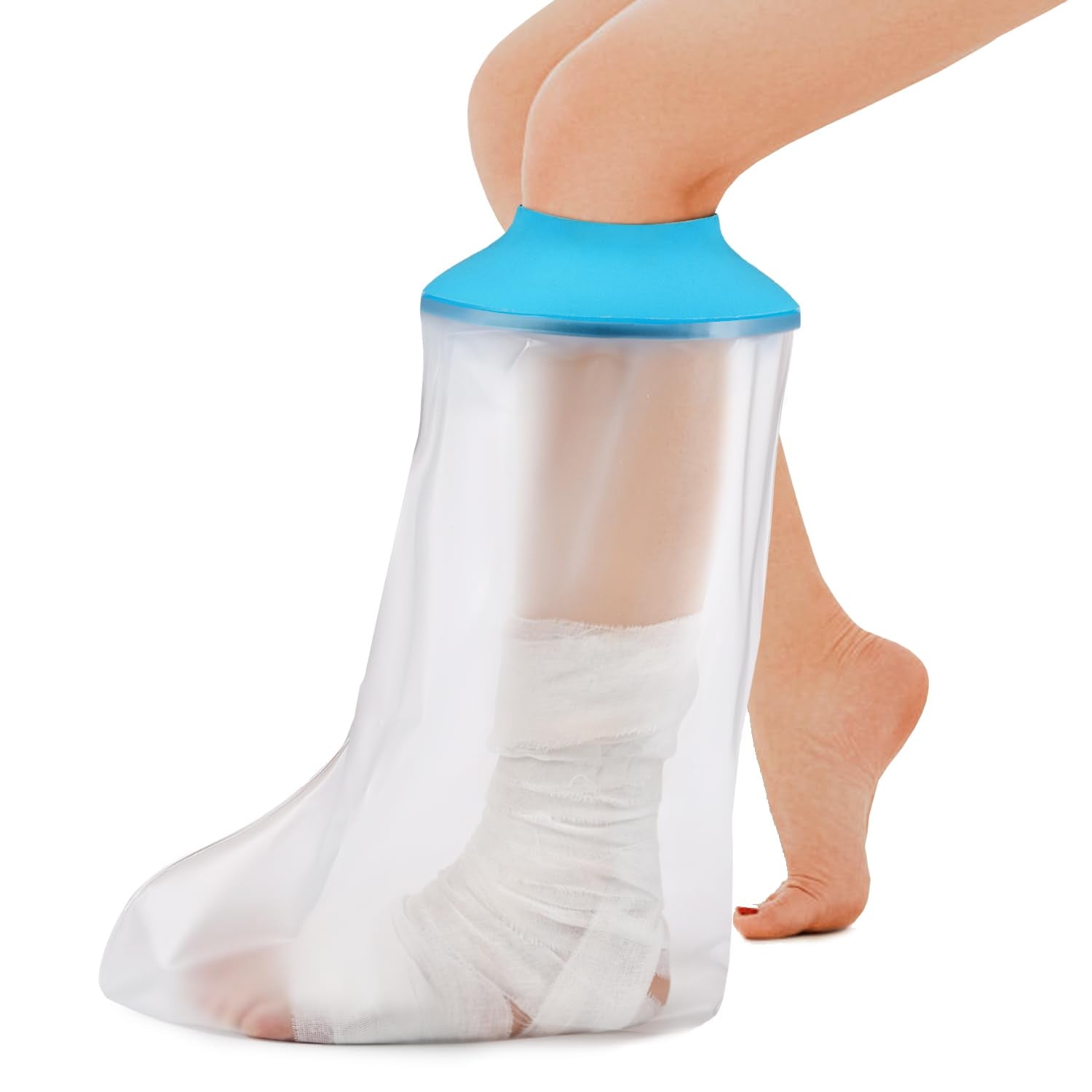 Lower Leg Waterproof Cast Cover for Adults – Reusable Shower Protector for Calf, Ankle & Foot During Bathing or Water Activities (Blue)