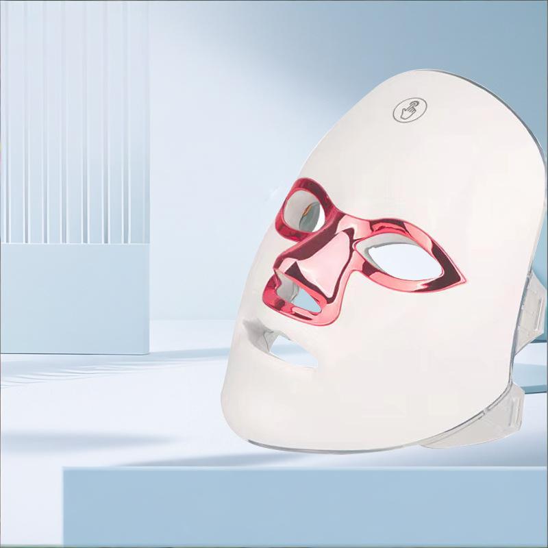 7-Color Facial Light Mask for Home Skincare – Rechargeable LED Beauty Device with 270 LEDs, One-Touch Control & Auto-Timer (White with Rose Gold Trim)   | Other Colors Available in Store