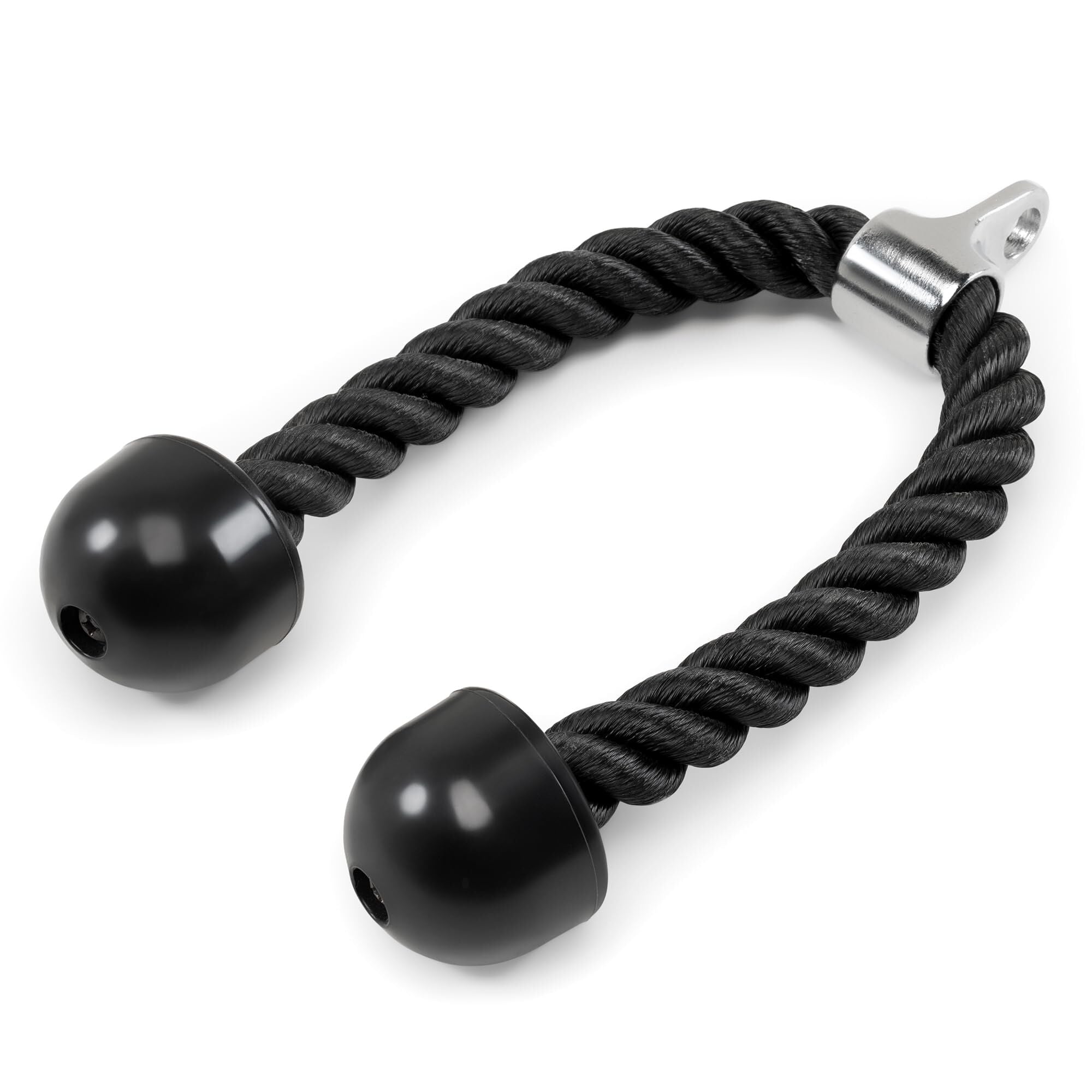 Heavy-Duty Dual-Handle Triceps Rope for Cable Machine – Braided Nylon Fitness Attachment with Rubber Ends (Black)