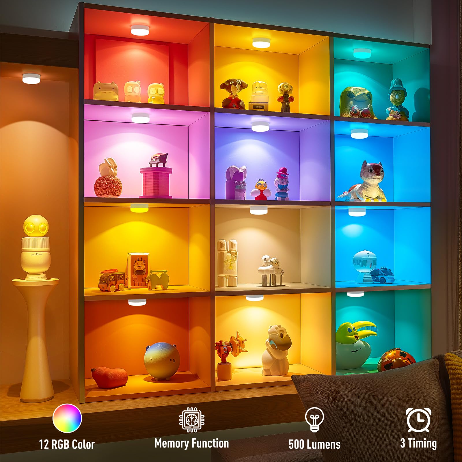 Battery Operated Light Bulbs, 5000mAh Rechargeable Light Bulb Set of 2 with Remote, 3 Colors 10 Levels Dimmable Fabric Wireless Sconces Light Bulb with Timer for Bedroom Living Room