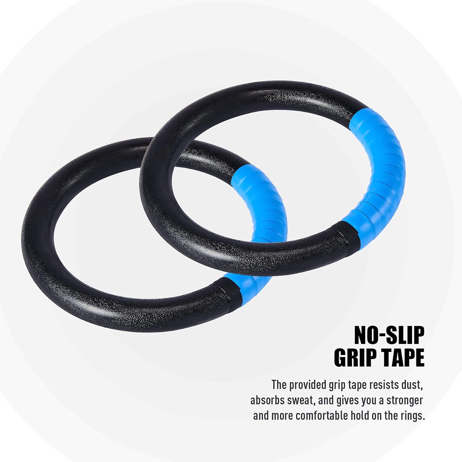 Gymnastic Rings, Exercise Olympic Rings with Adjustable Straps, Steel Buckles, Perfect for Workout, Strength Training, Pull-Ups and Dips (Black)