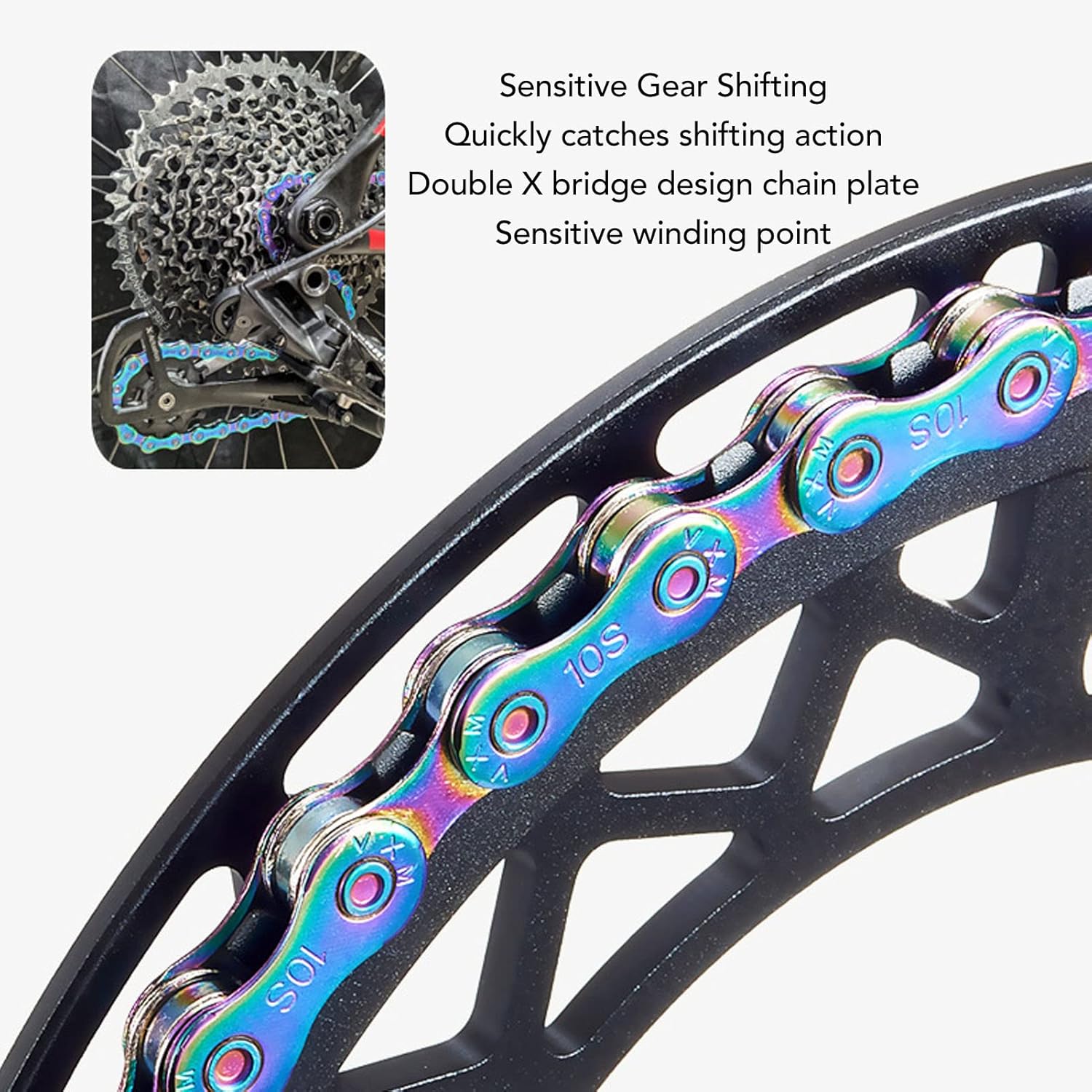 6 7 8 Speed Chain Rainbow Chain, 1/2 X 11/128 Inch 116 Links Lightweight Chain, Mountain Road Chain for Road with 2 Chain Connector