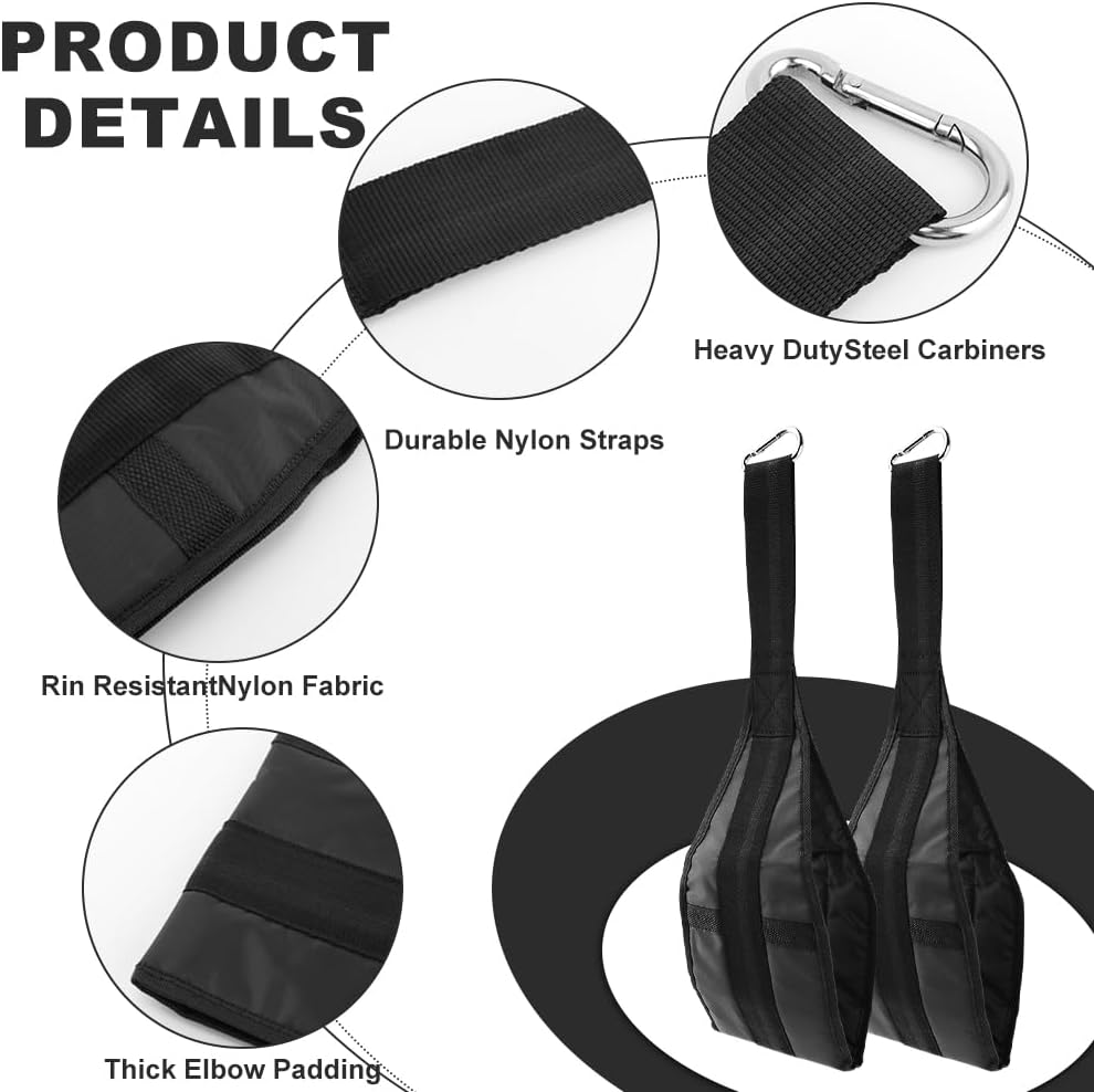 Hanging Ab Straps for Pull Up Bar, Abdominal Muscle Building Padded Arm Support Slings, Ab Sling Straps for Training Knee and Leg Raises, Ab Workout Equipment