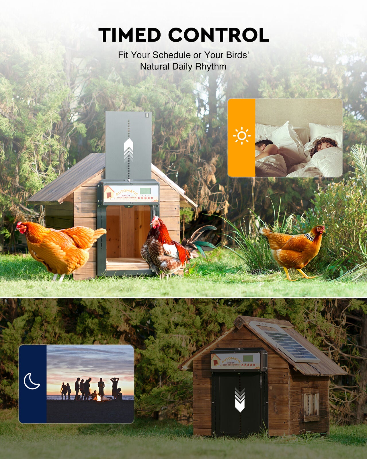 Automatic Chicken Coop Door Solar/Battery/AC 6W Aluminum Copper
