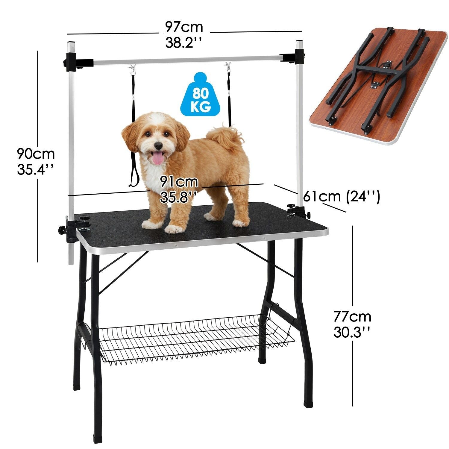 Adjustable Pet Grooming Table for Australian Cattle Dog, Foldable