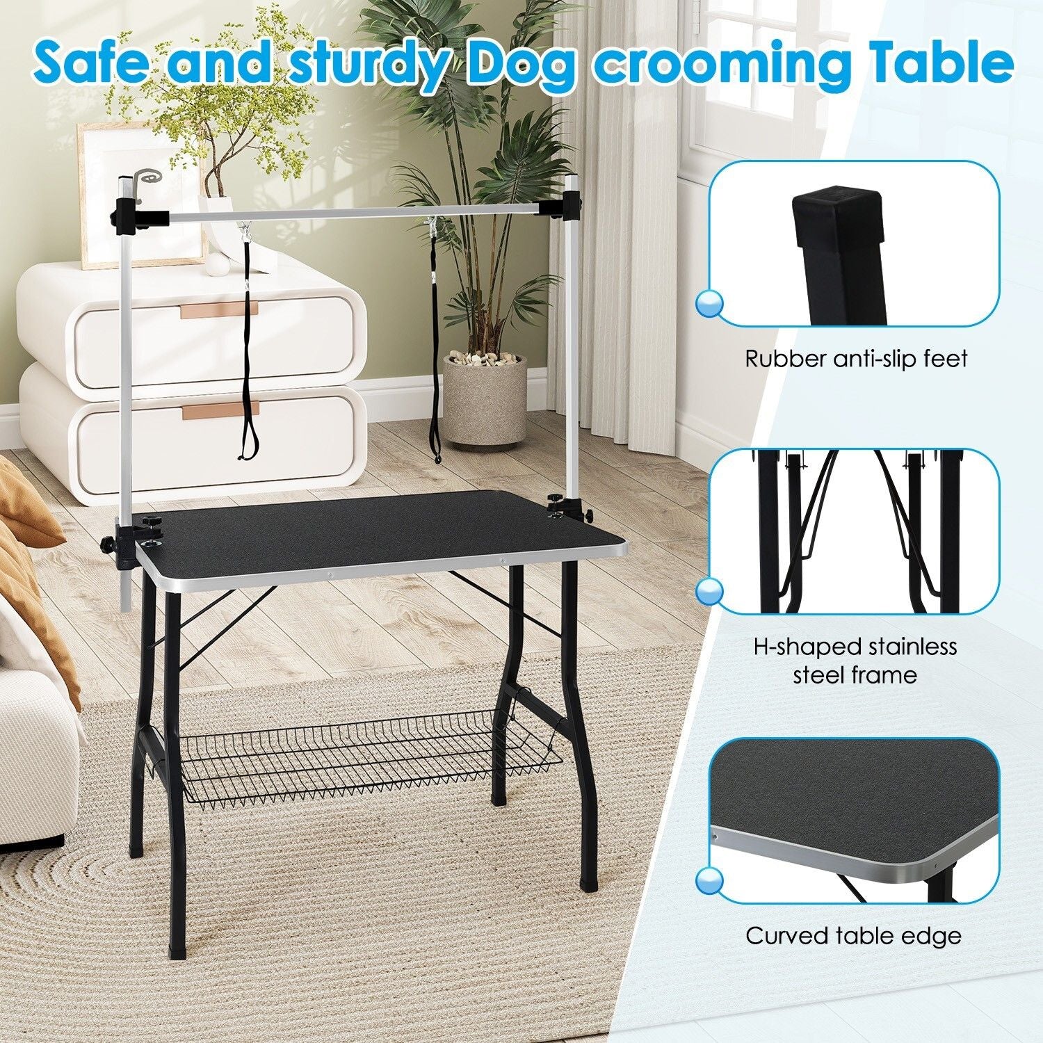 Adjustable Pet Grooming Table for Australian Cattle Dog, Foldable