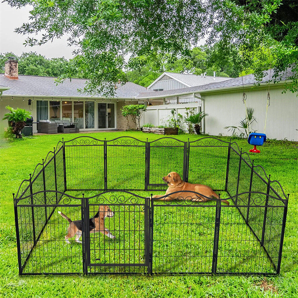 8 Panel Pet Playpen Gate Extension w/ Lockable Door