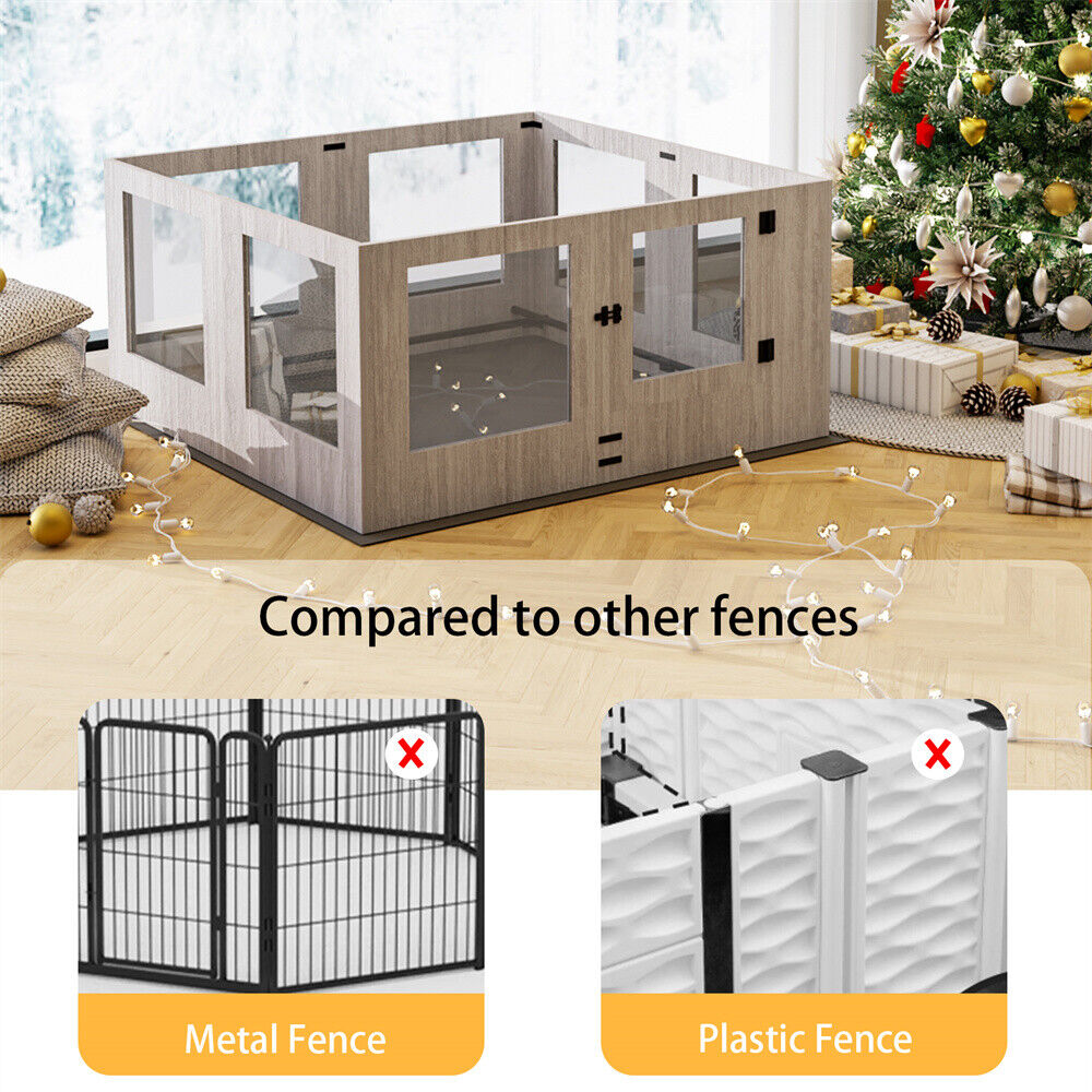 Indoor Dog Pen Tempered Glass Kennel w/ Pad