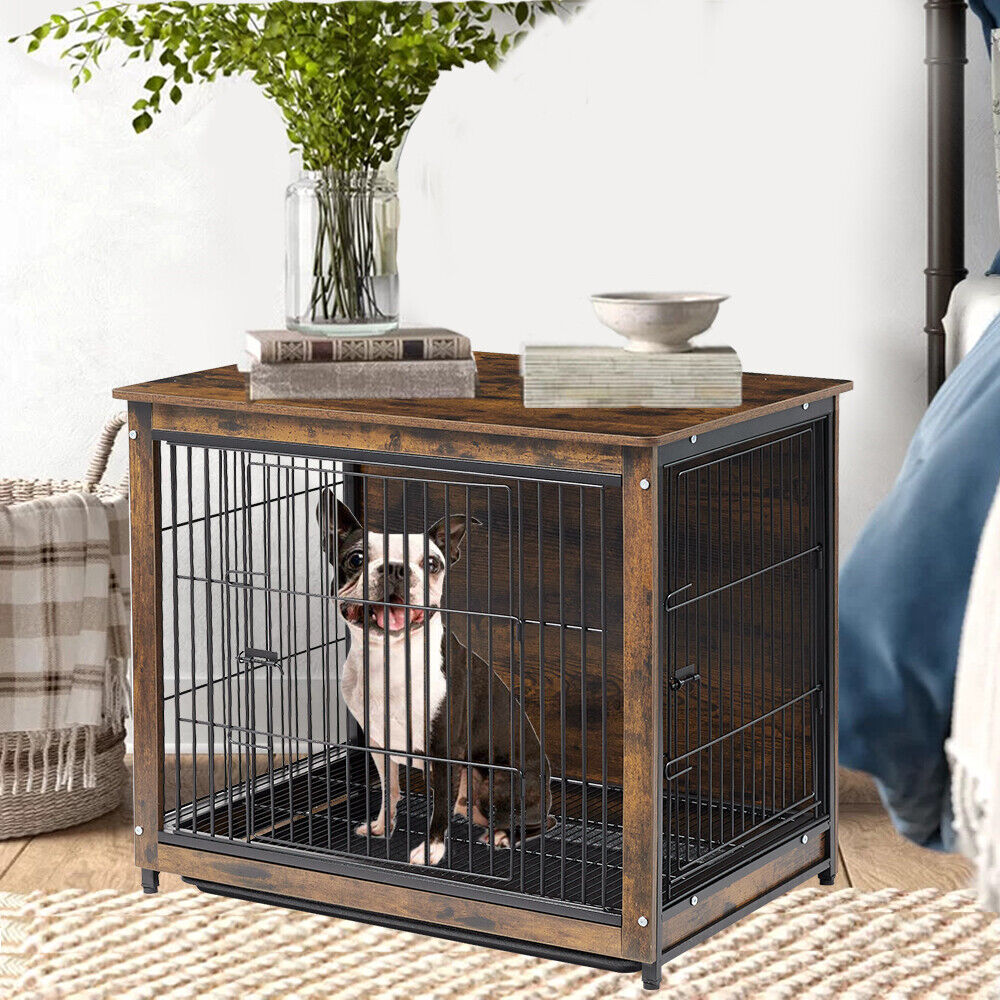 Small Wooden Dog Crate Indoor Kennel 63x51x59cm End Table Nightstand