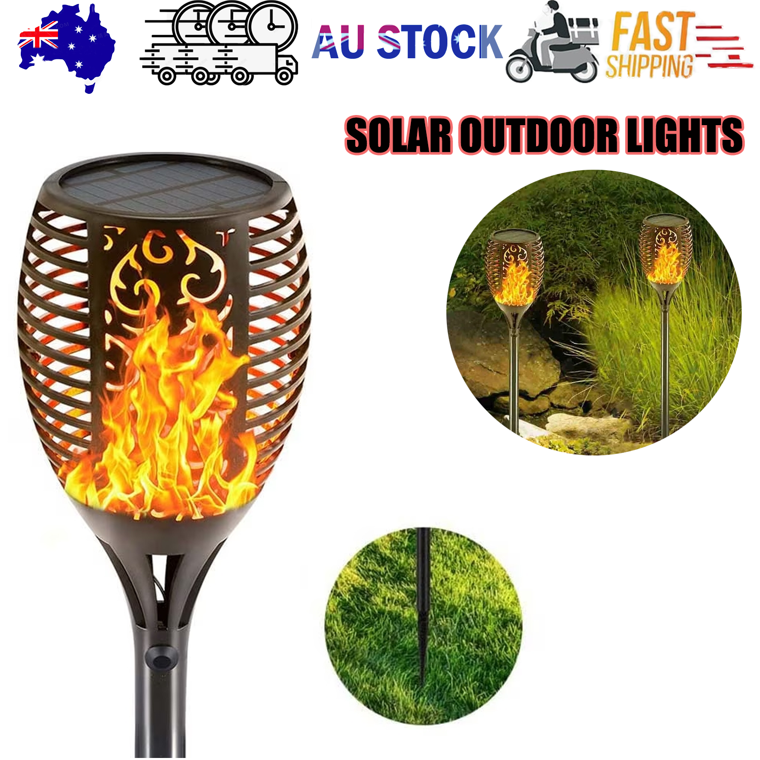 Solar Outdoor Lights Decorative Torch Light Garden Path Decoration LED Camping Ornaments
