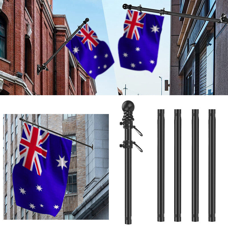 1.8M Flag Pole Kit Stainless Steel Flag Pole Kit Swivel Flagpole Ring for House
