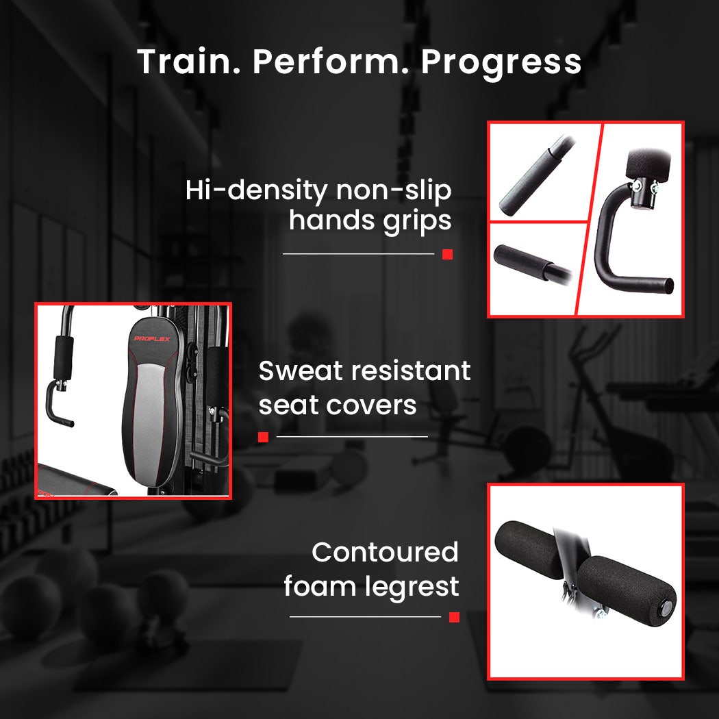 PROFLEX Multi-Station Compact Home Gym Set, 150lbs Weight Plates- M8000