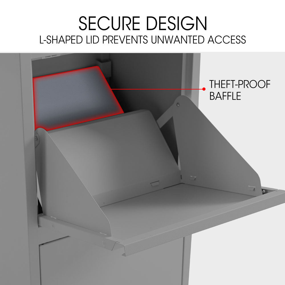 FORTIA Freestanding Parcel Post Box Letterbox, Letter Slot, Woodland Grey