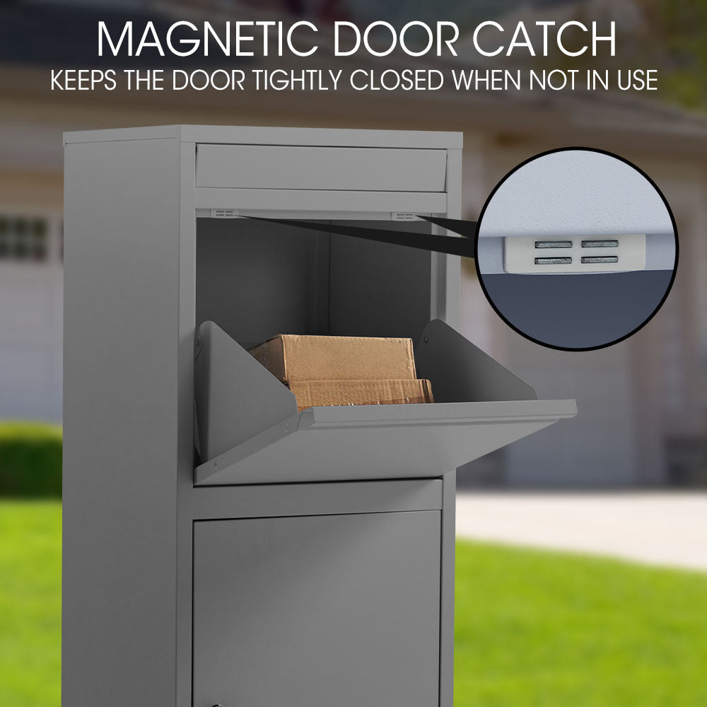 FORTIA Freestanding Parcel Post Box Letterbox, Letter Slot, Woodland Grey