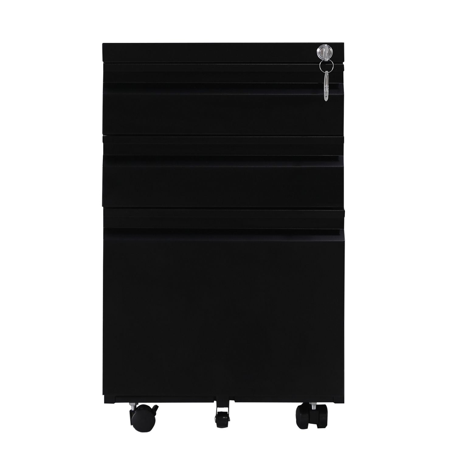 EKKIO 3 Drawer Mobile File Cabinet with Lock (Black)