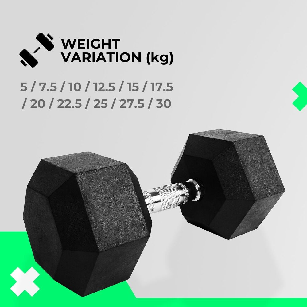 Verpeak Rubber Hex Dumbbells 22.5kg - VP-DB-109