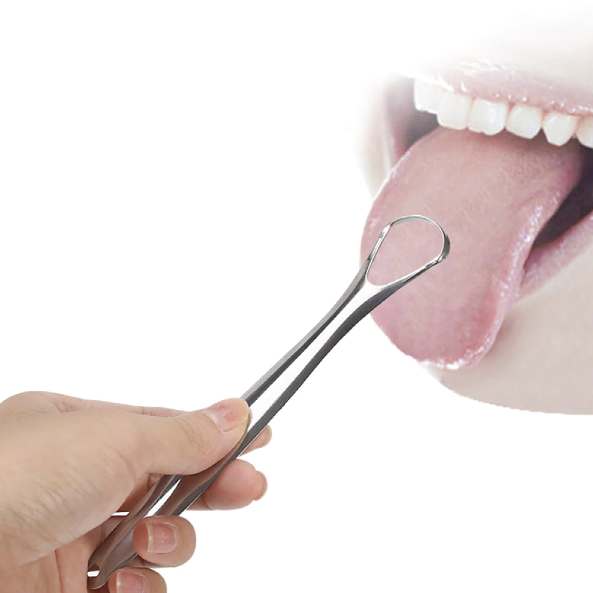 Stainless Steel Tongue Scraper Cleaner Oral Hygiene Reduce Bad Breath Metal Tool