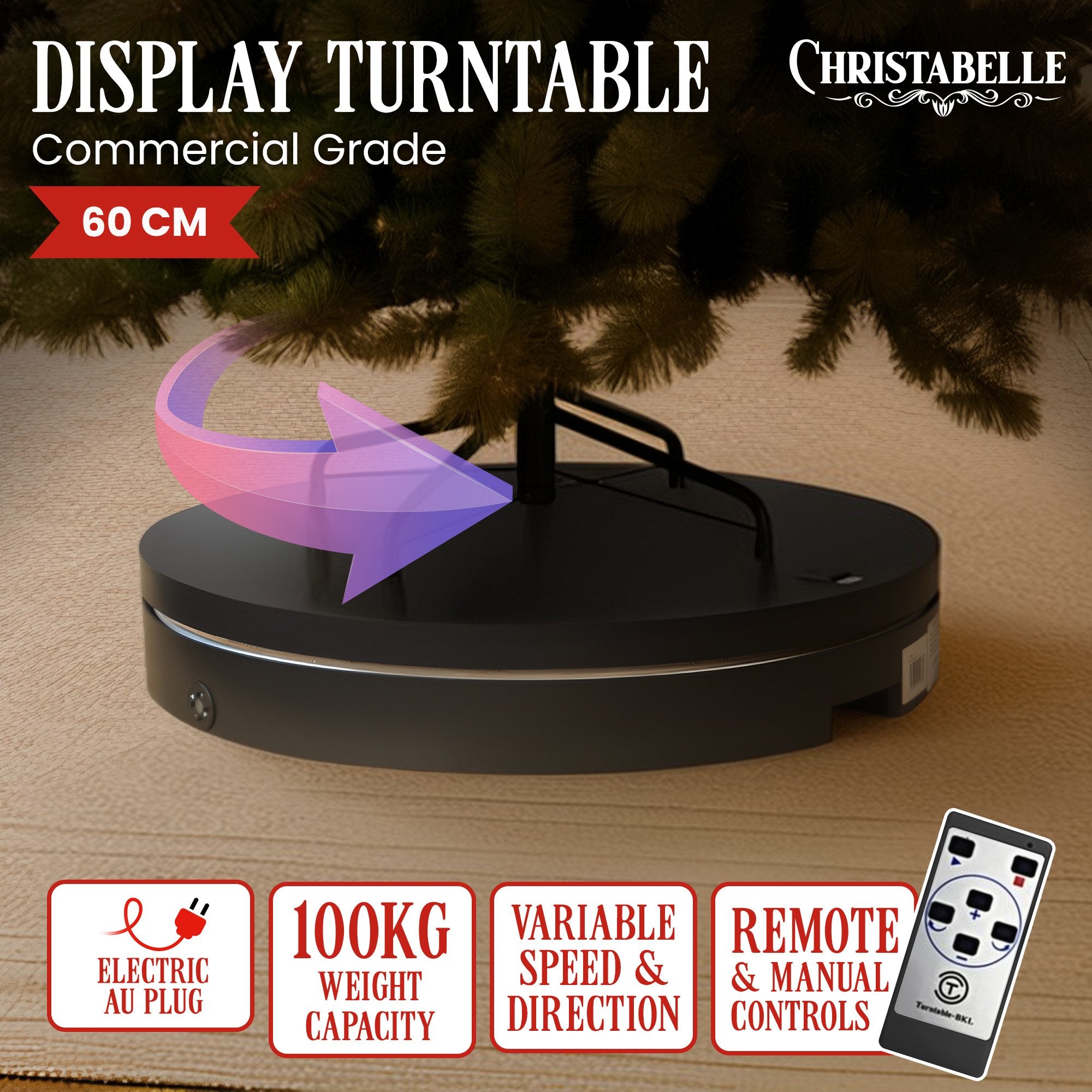 Christabelle 60cm 100kg Commercial-grade Electric Display Turntable