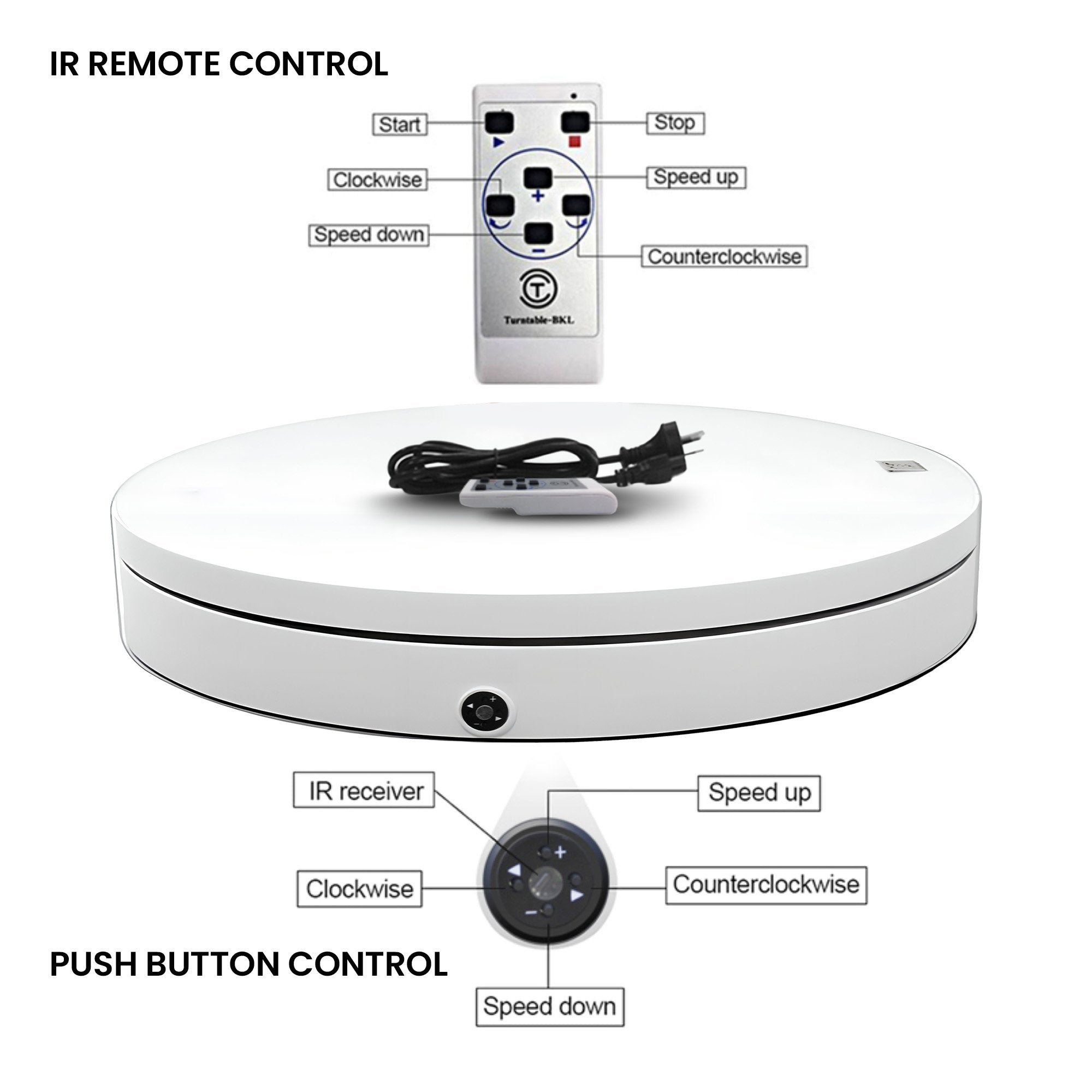 Christabelle 80cm 200kg Commercial Electric Display Turntable Motorised White