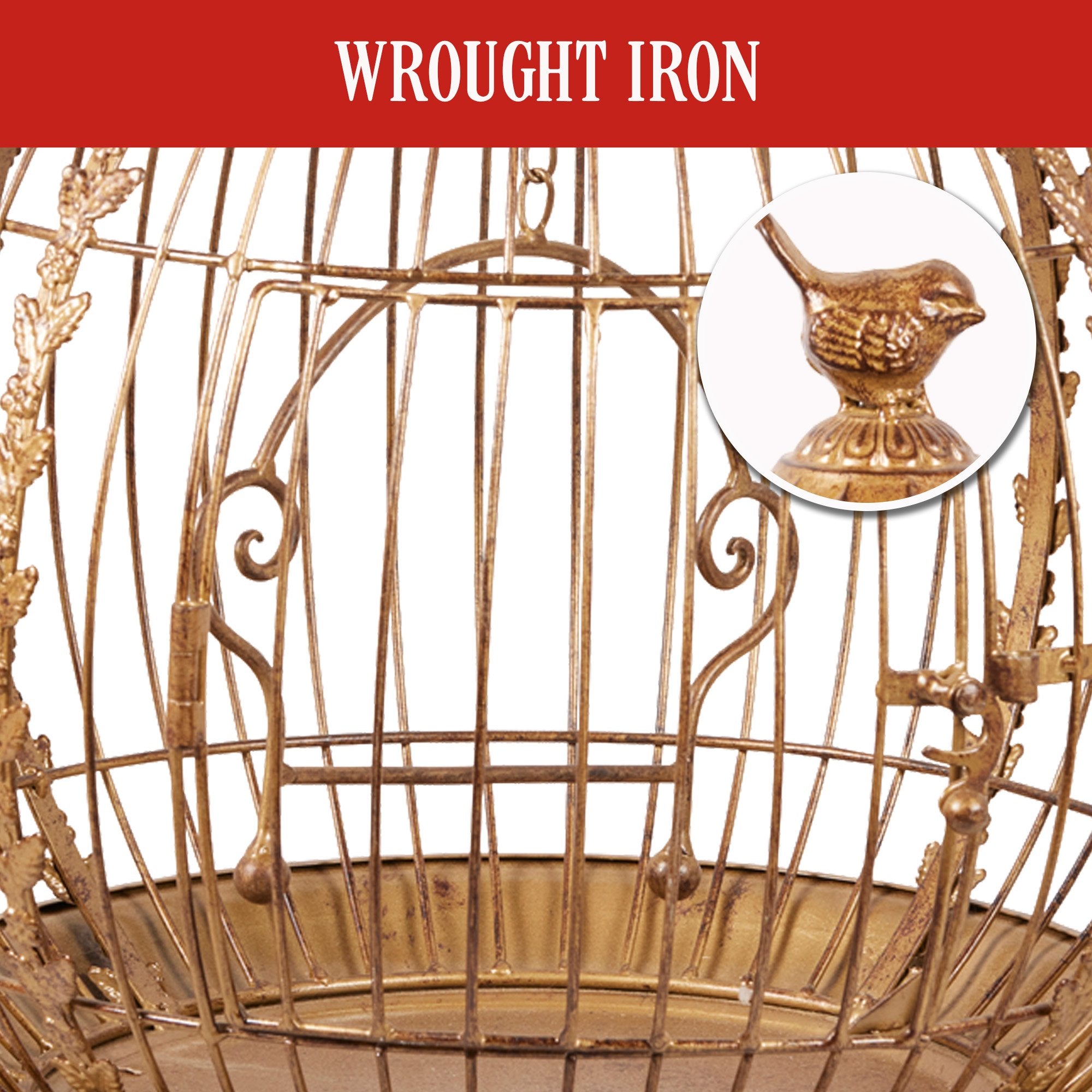 Christabelle Antique Gold Metal Art Iron Wrought Material Bird Cage Display Christmas Decor