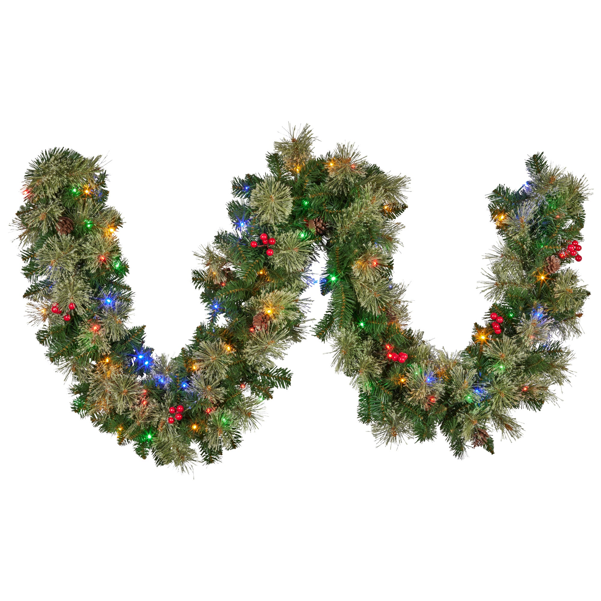 Christabelle 2.74m Christmas Garland with LED Lights Berries Pine Cones Multicolour Tree Decoration Ornament