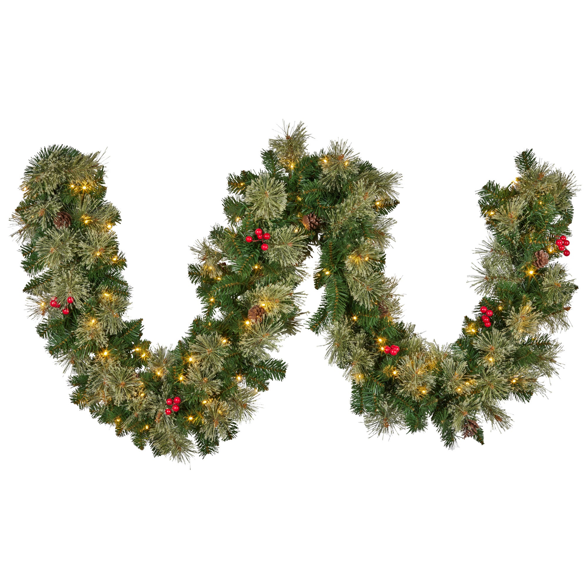 Christabelle 2.74m Christmas Garland with LED Lights Berries Pine Cones Multicolour Tree Decoration Ornament