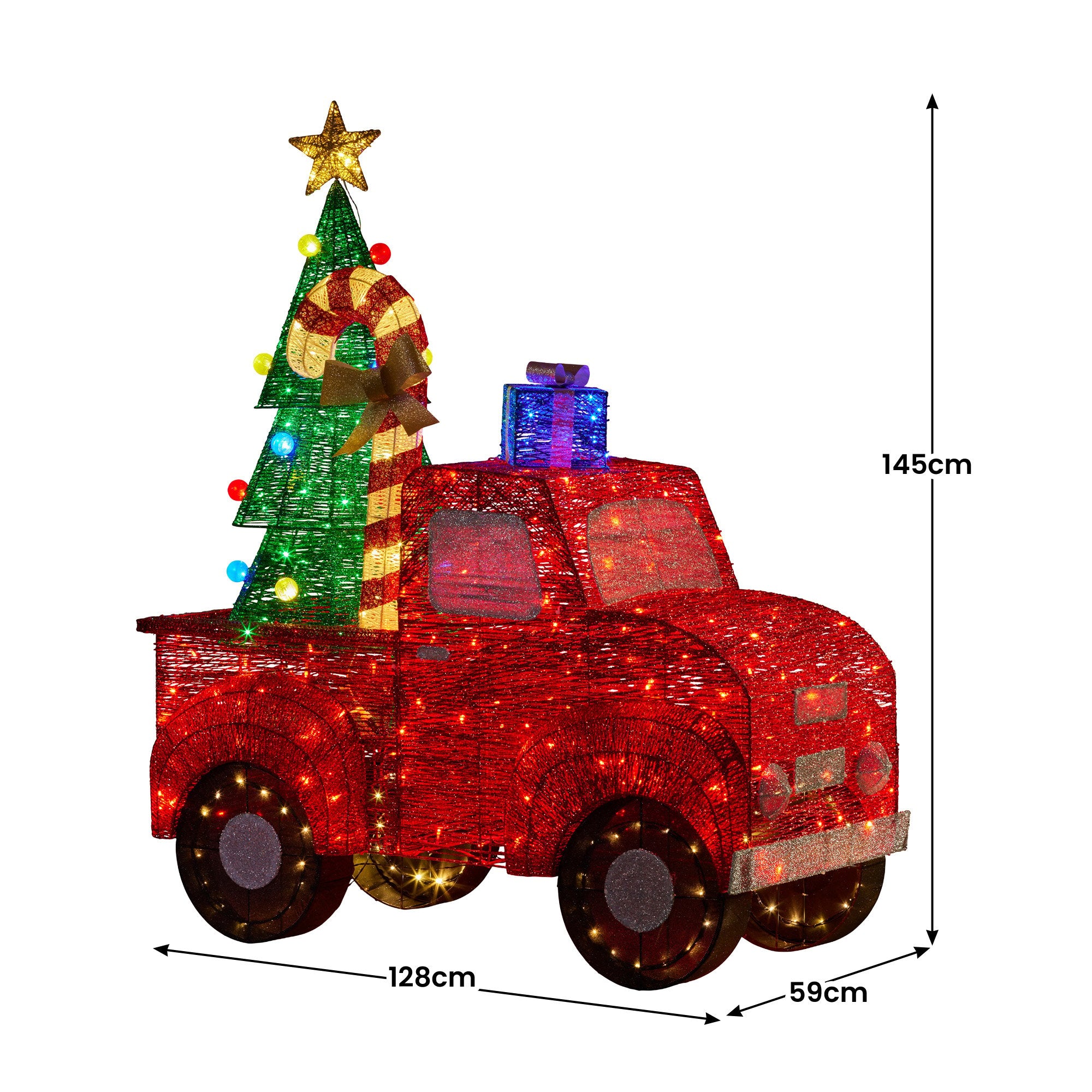 Christabelle 1.4m Christmas Tree Truck Indoor Outdoor Display Decoration LED Lights Front Yard Lawn Statue Ornament
