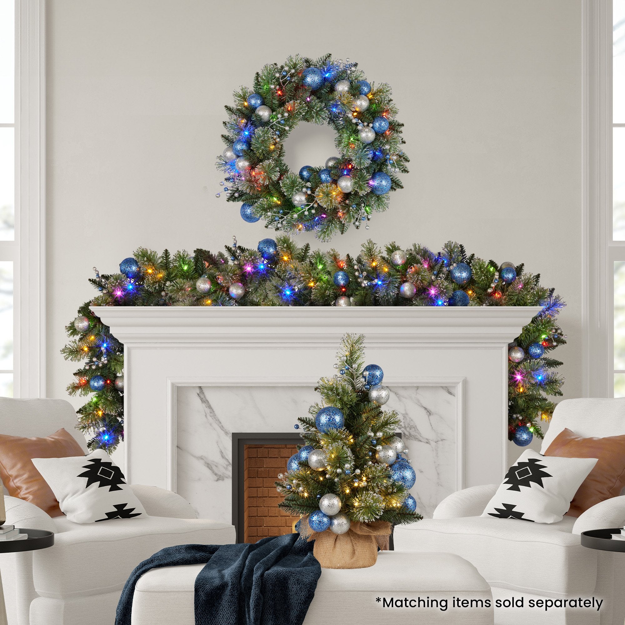 Christabelle 274cm Blue Collection Multicolour Pre-Lit Christmas Garland