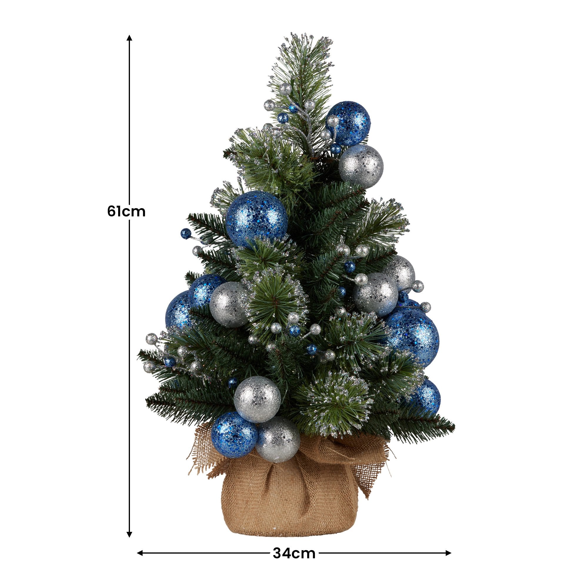 Christabelle 61cm Blue Collection Pre-Lit Tabletop Christmas Tree
