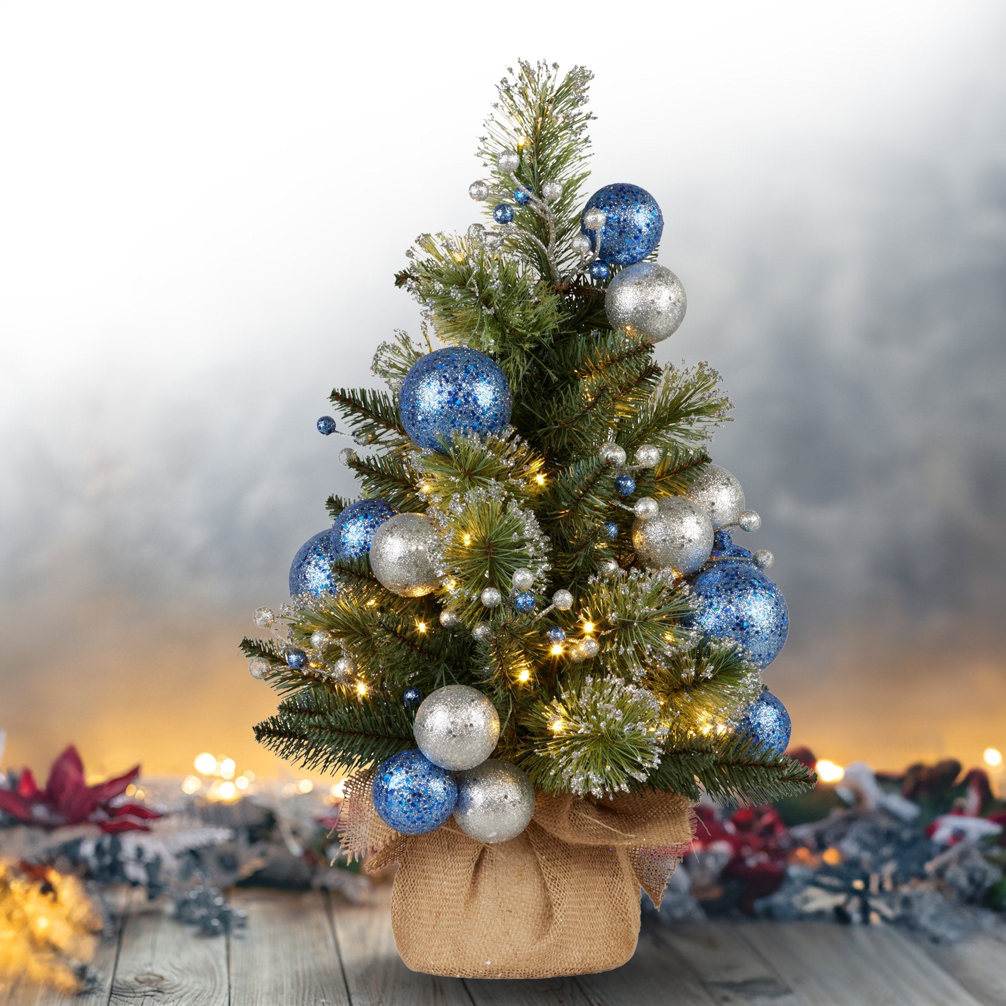 Christabelle 61cm Blue Collection Pre-Lit Tabletop Christmas Tree